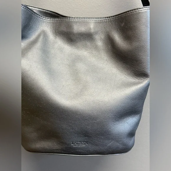 Ralph Lauren Leather Medium Harlow Hobo Black Bucket Bag Shoulder Handbag - Picture 4 of 9